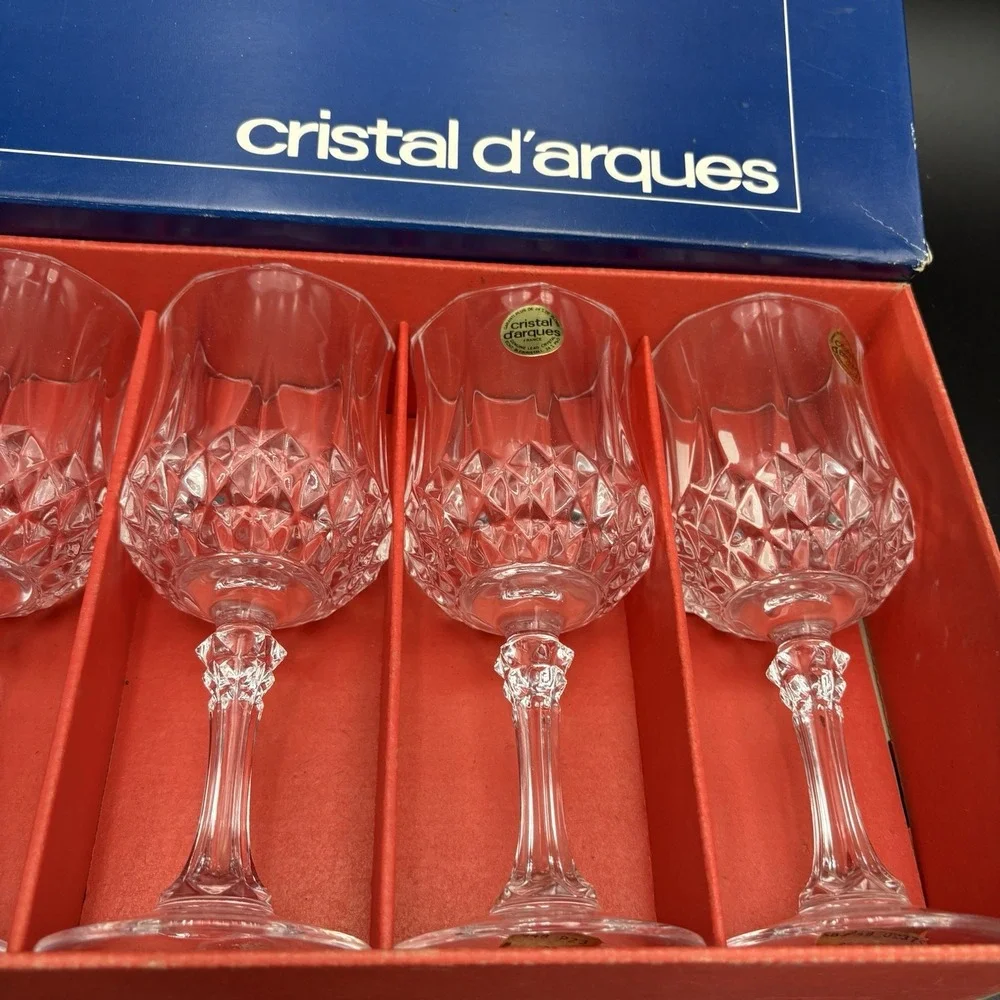 Cristal D'Arques Longchamp 25cl/8.45oz Wine Glasses Set Of 6 Lead Crystal France